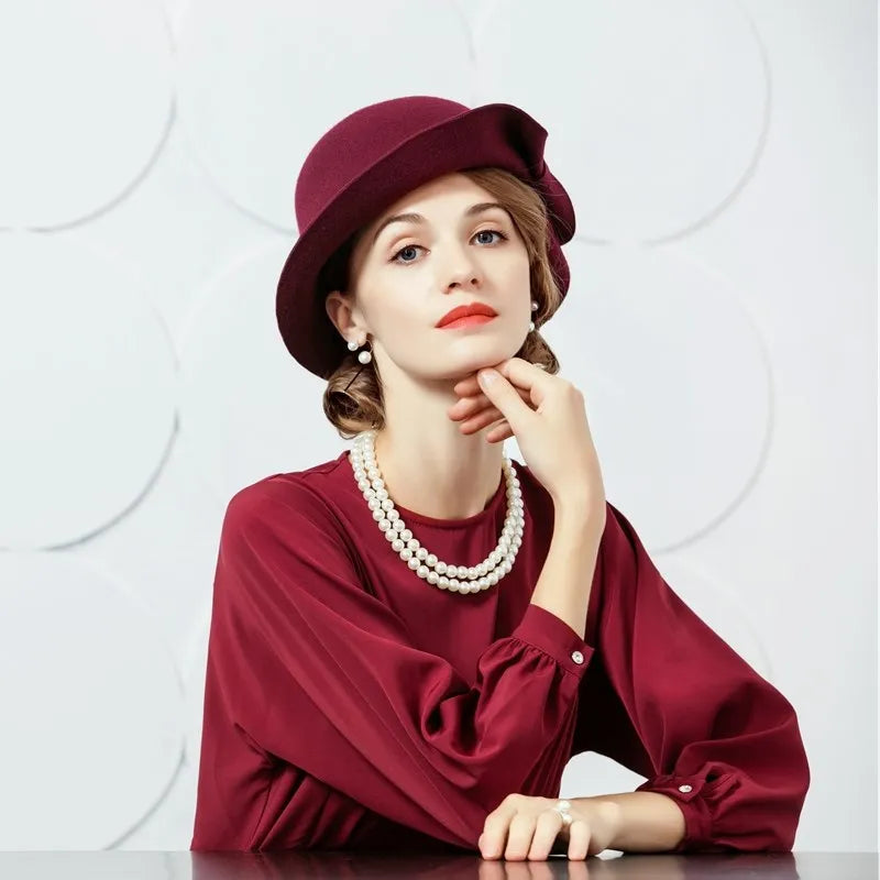 EE 5098 Autumn and winter new design of British women's wool top hat autumn and winter hats for women's fashion Korean felt hat
