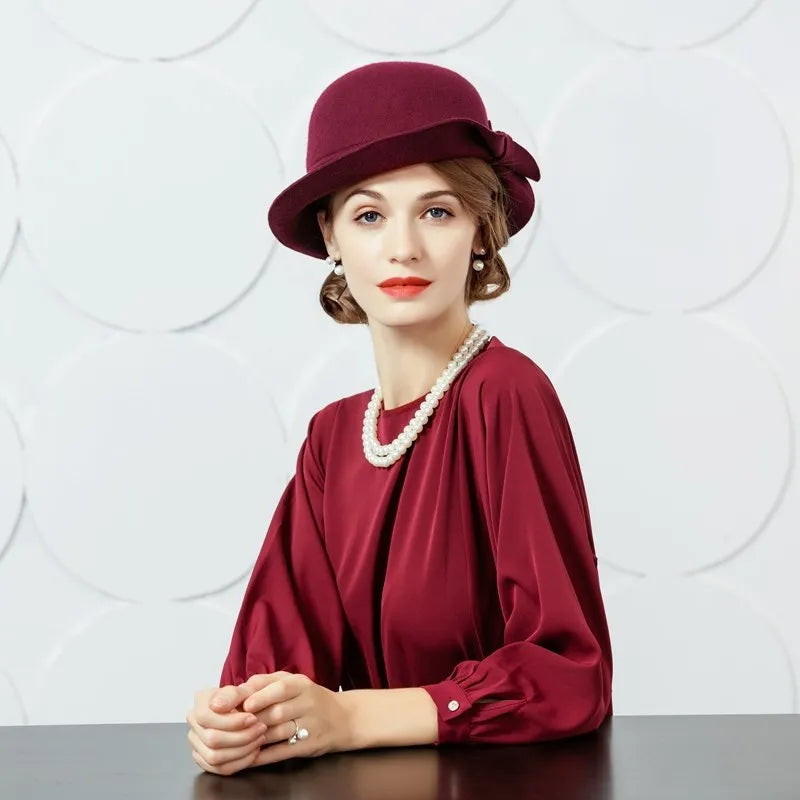 EE 5098 Autumn and winter new design of British women's wool top hat autumn and winter hats for women's fashion Korean felt hat