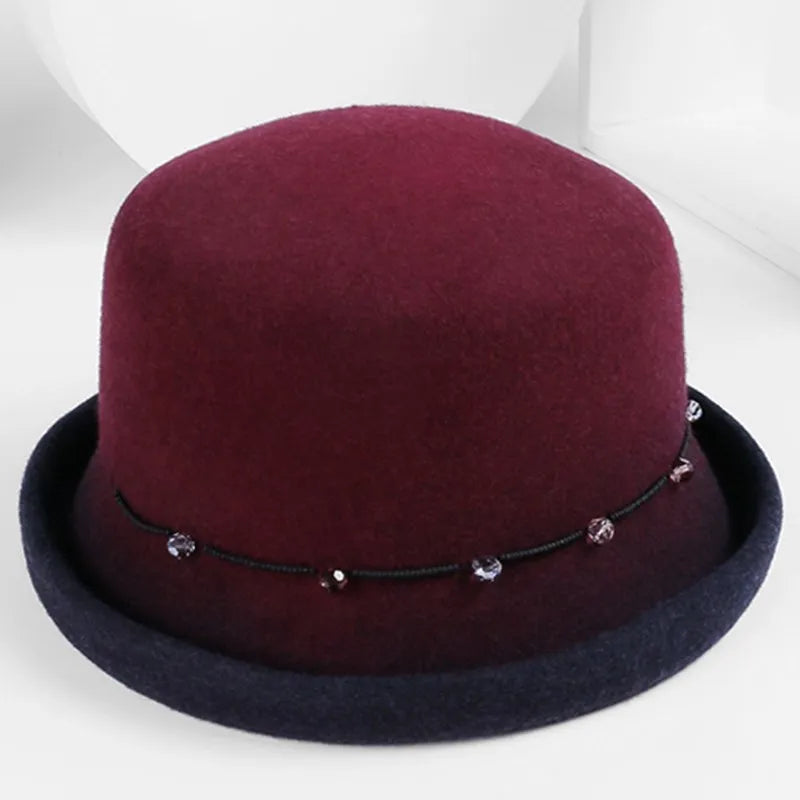 EE 5129 Autumn and Winter New Versatile Woolen Hat Warm Wool Top Hat Curled Hat Children
