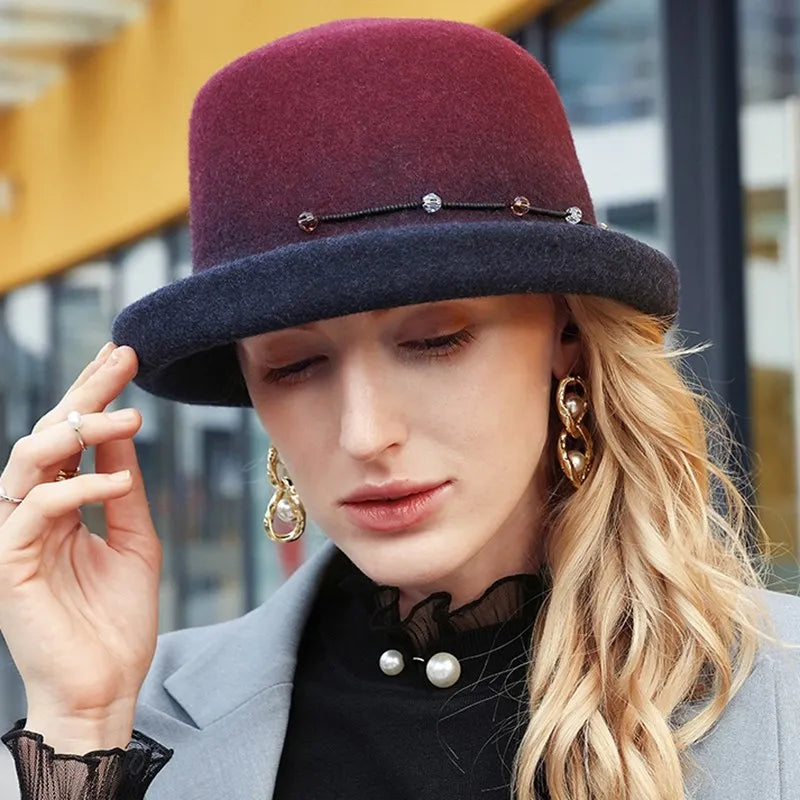 EE 5129 Autumn and Winter New Versatile Woolen Hat Warm Wool Top Hat Curled Hat Children