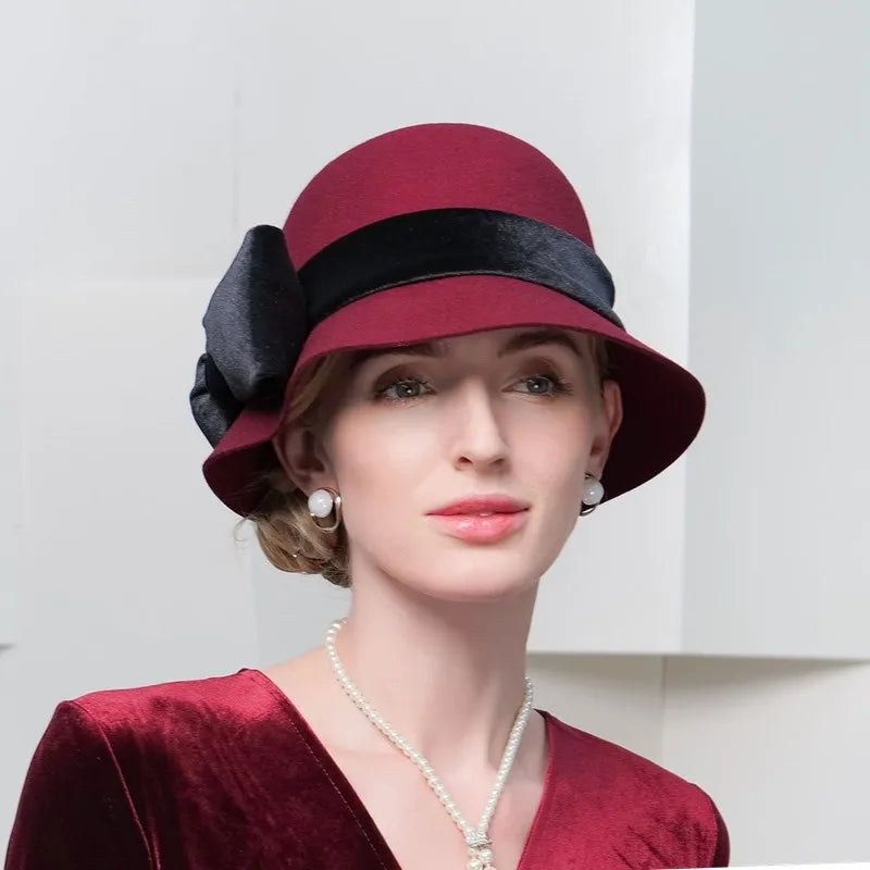 EE 5130 British Women's Autumn and Winter Fashion Bowknot Foreign Style Woolen Hat Korean Version Fashion Casual Woolen Hat