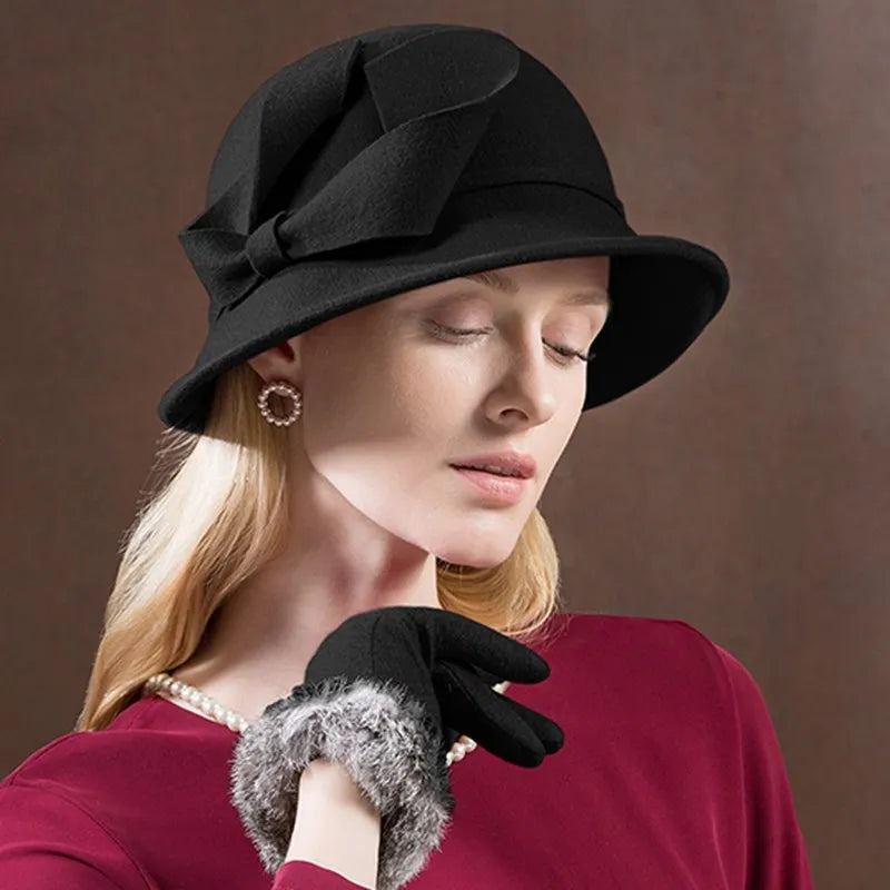 EE 5132 women's winter hat new wool adult top hat woman British elegant socialite hat woman