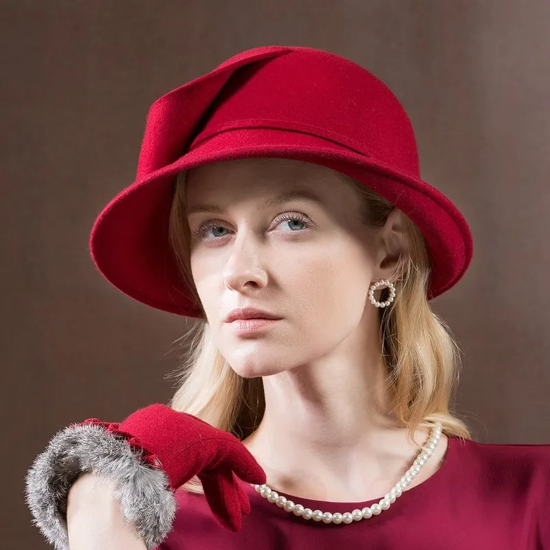 EE 5132 women's winter hat new wool adult top hat woman British elegant socialite hat woman