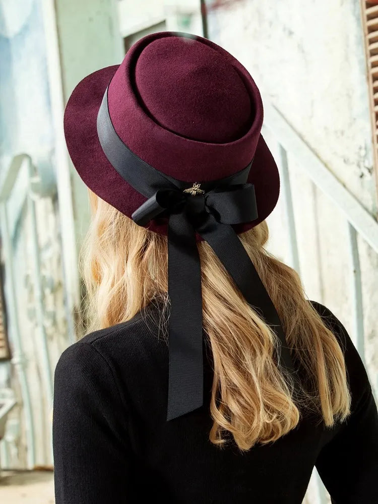 EE 5144 Autumn and winter hat women's Korean version of the tide all British wool woolen hat winter women's top hat