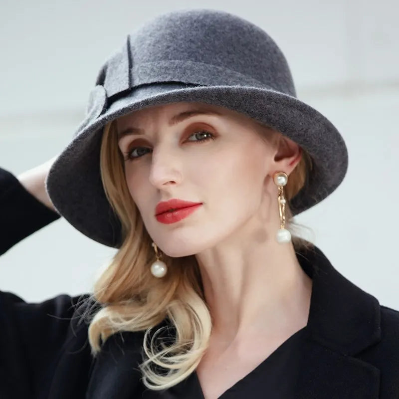 EE 5161 about new winter wool hat fashion joker ms qiu dong bowknot hat British wind
