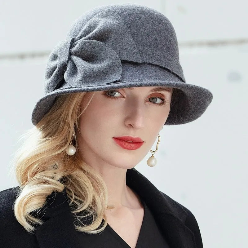 EE 5161 about new winter wool hat fashion joker ms qiu dong bowknot hat British wind