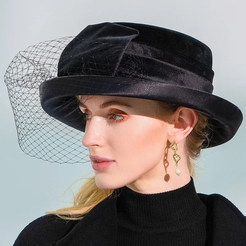 EE 5172 female white gauze new autumn and winter time the fisherman hat leisure joker out warm warm basin hat