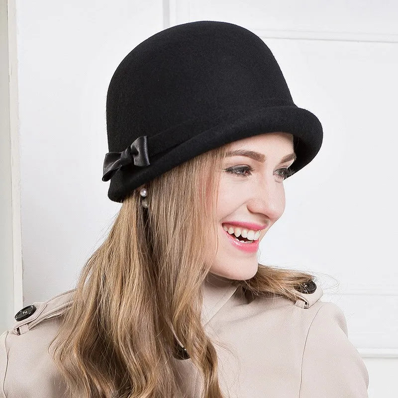 EE 5173 winter wool top hat casual knight hat British elegant simple woolen hat woman