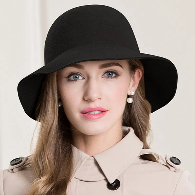 EE 5182 autumn new round hat women's autumn all the British wool top hat Korean version of fashionable woolen hat