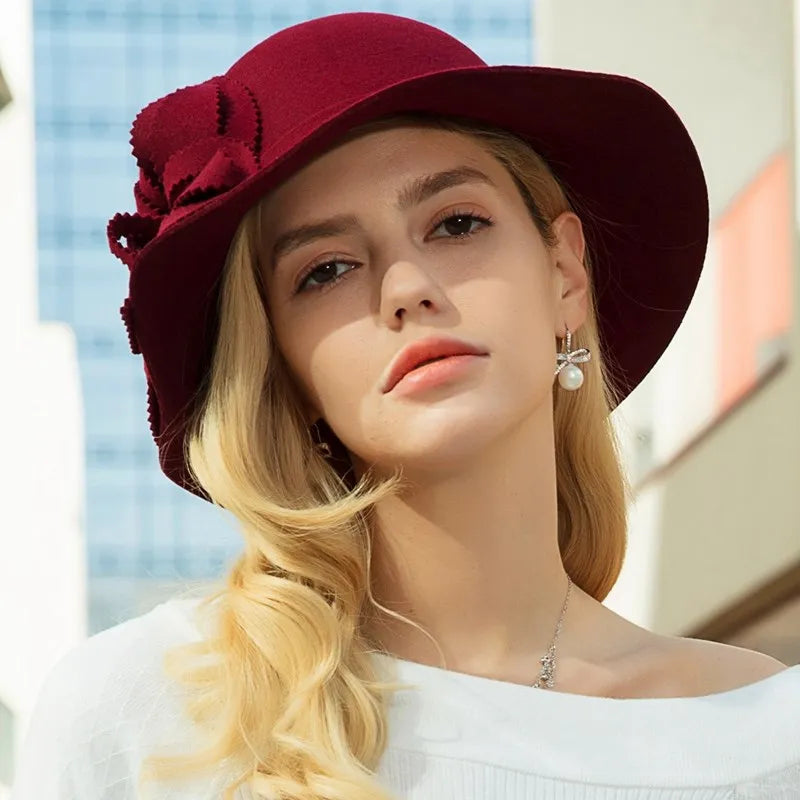 EE 5198 wool retro top hat British girl winter new British woolen hat elegant with all European and American hat women