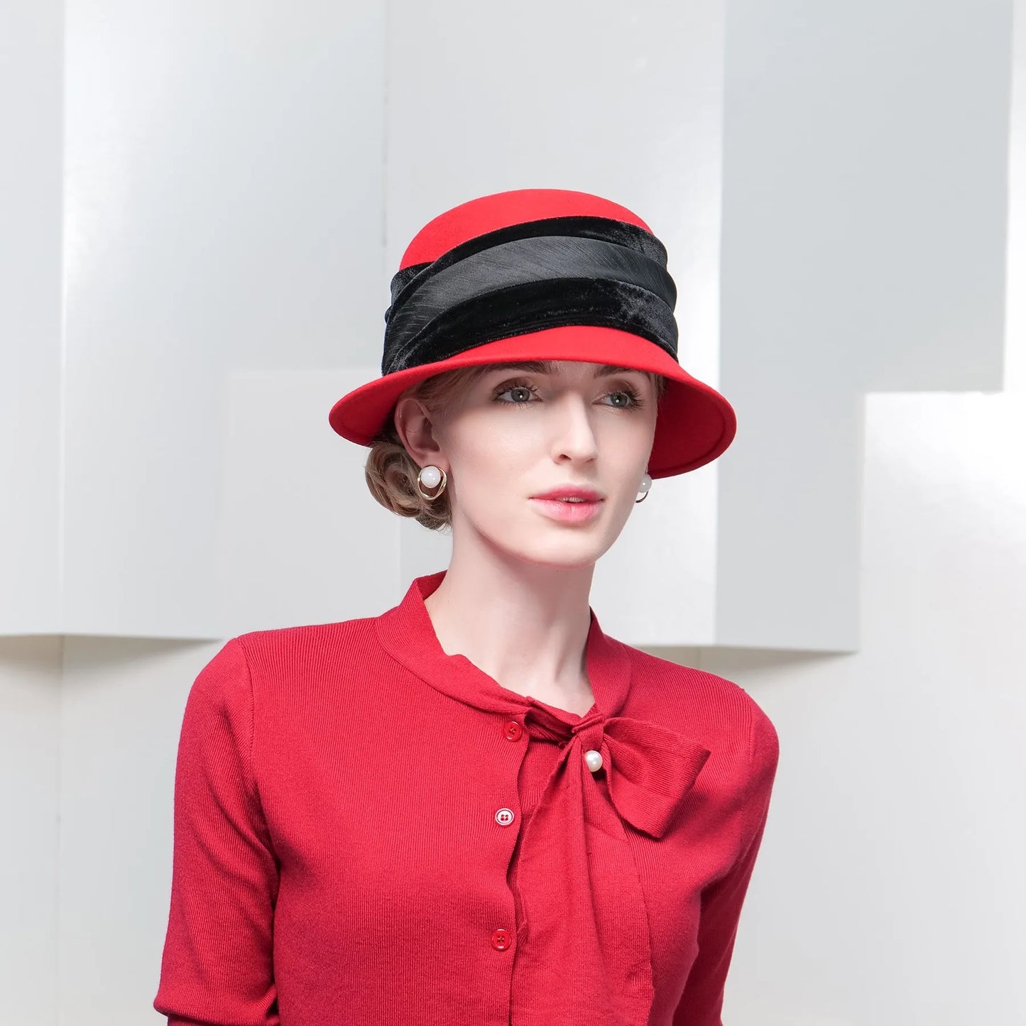 EE 5231 plaid pure wool hat new winter travel joker contracted elegant female winter cloth hat