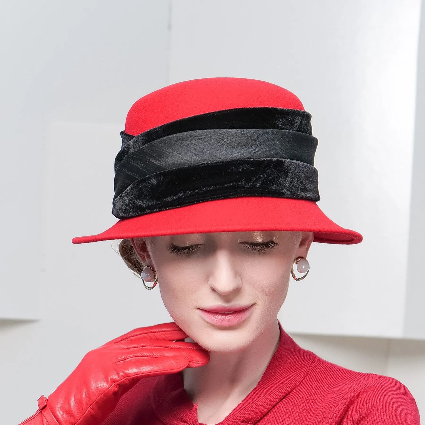 EE 5231 plaid pure wool hat new winter travel joker contracted elegant female winter cloth hat