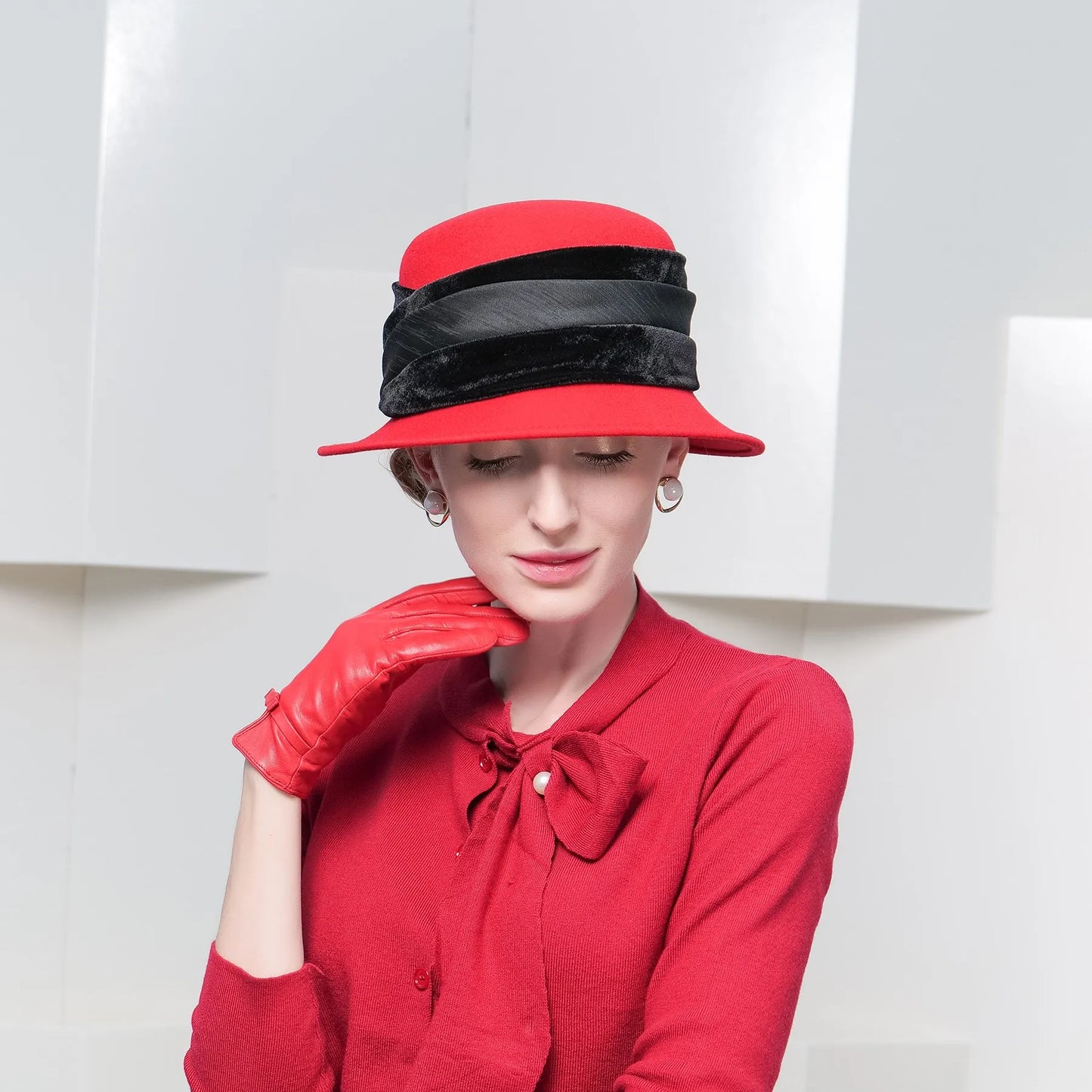 EE 5231 plaid pure wool hat new winter travel joker contracted elegant female winter cloth hat