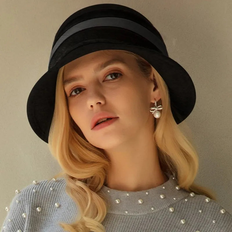 EE 5231 plaid pure wool hat new winter travel joker contracted elegant female winter cloth hat