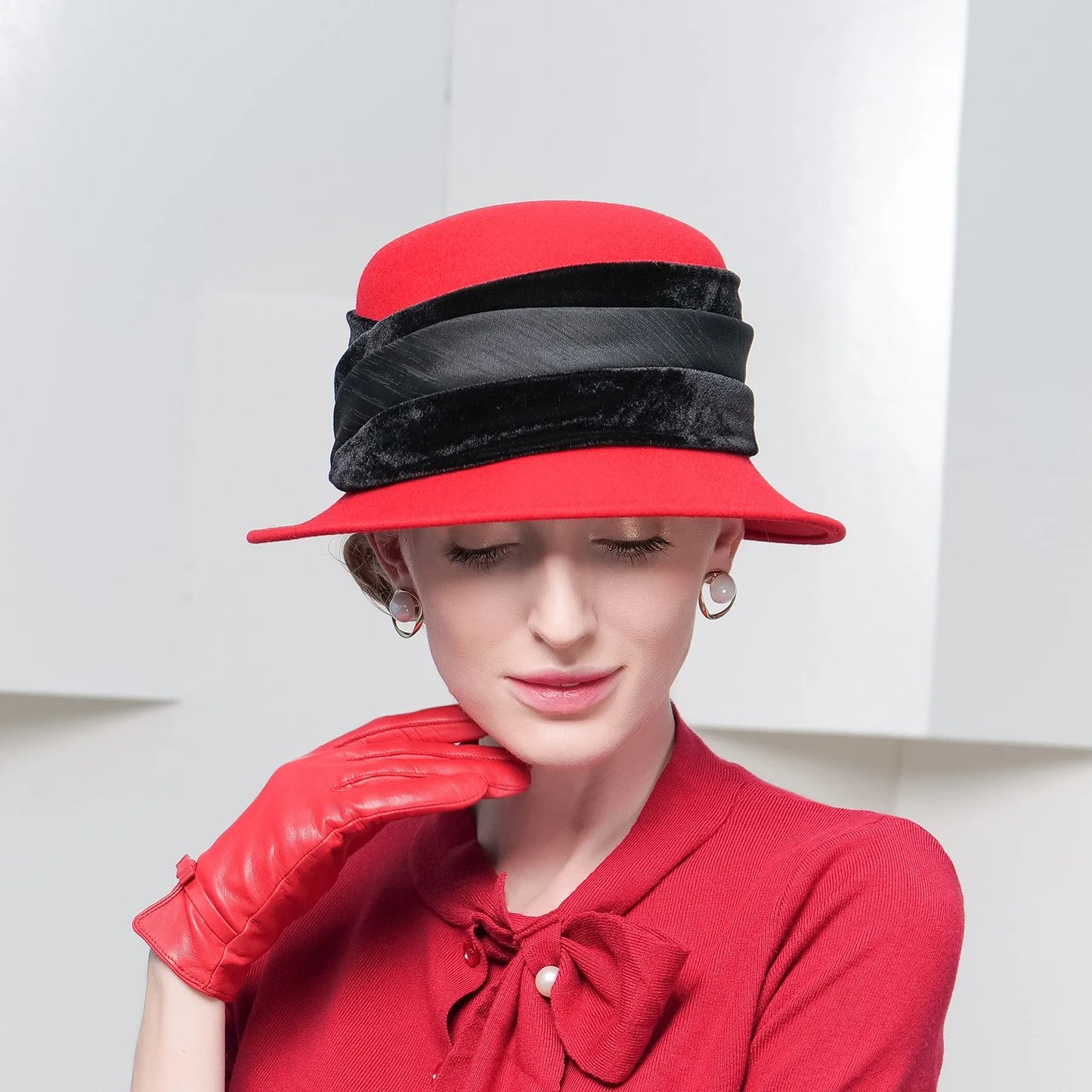 EE 5231 plaid pure wool hat new winter travel joker contracted elegant female winter cloth hat