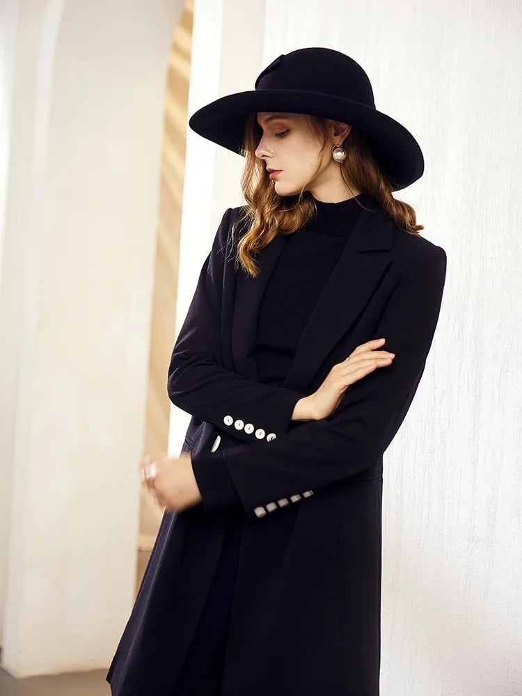 EE 5245 black wool hat new winter large eaves bowknot girl felt trilby contracted style hat