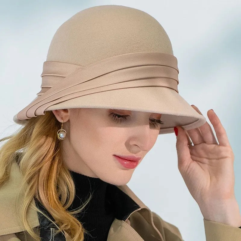 EE 5249 winter new wool basin hat elegant all Korean version of the tide suitable for round face hat women autumn and winter
