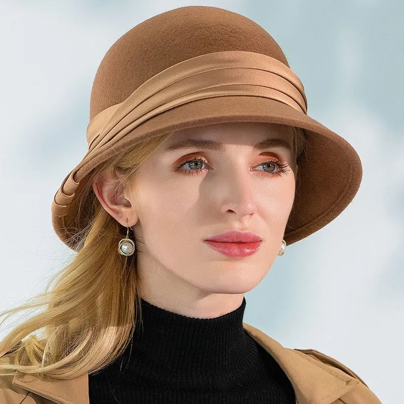 EE 5249 winter new wool basin hat elegant all Korean version of the tide suitable for round face hat women autumn and winter