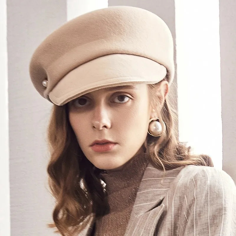 EE 5268 Duck Tongue Hat Autumn New Versatile Woolen Hat Travel Shopping Winter Simple Hat Girl