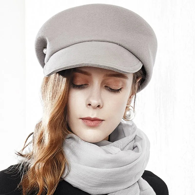 EE 5268 Duck Tongue Hat Autumn New Versatile Woolen Hat Travel Shopping Winter Simple Hat Girl