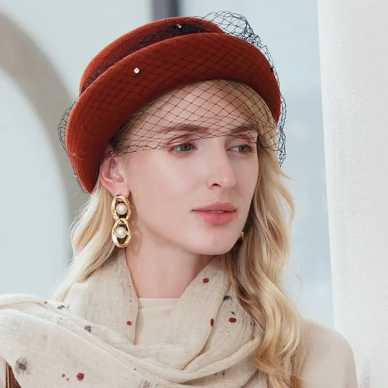 EE 5273 Autumn/Winter Wool Korean Edition Versatile Yarn Mesh Woolen Hat Winter Fashionable Women's Hat
