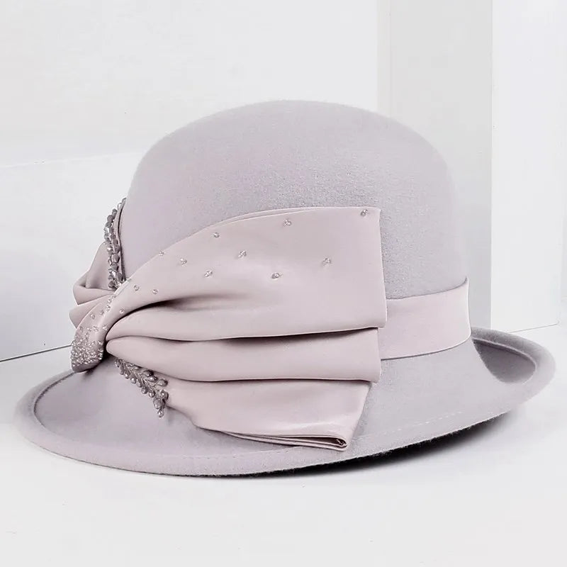 EE 5276 Wool Adult Top Hat Autumn New Wide brim Round Top Woolen Hat Travel Versatile Hat Children