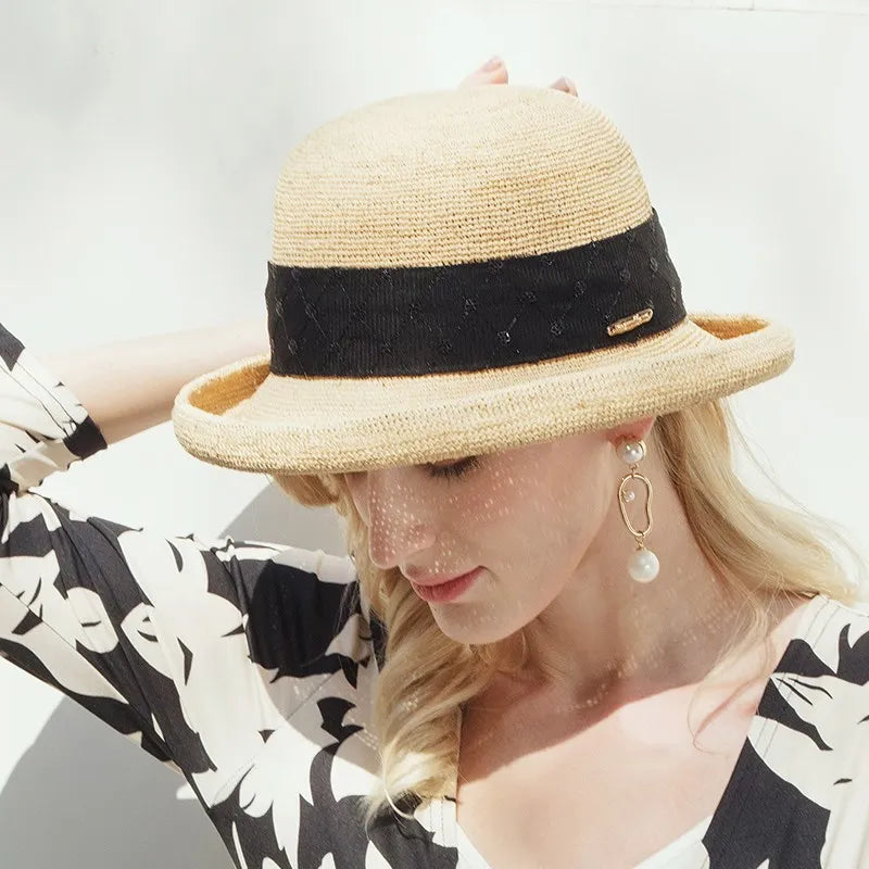 EE 7043 Summer New Hat Women's Versatile Sunshade Mesh Korean Edition Travel Trend Straw Hat