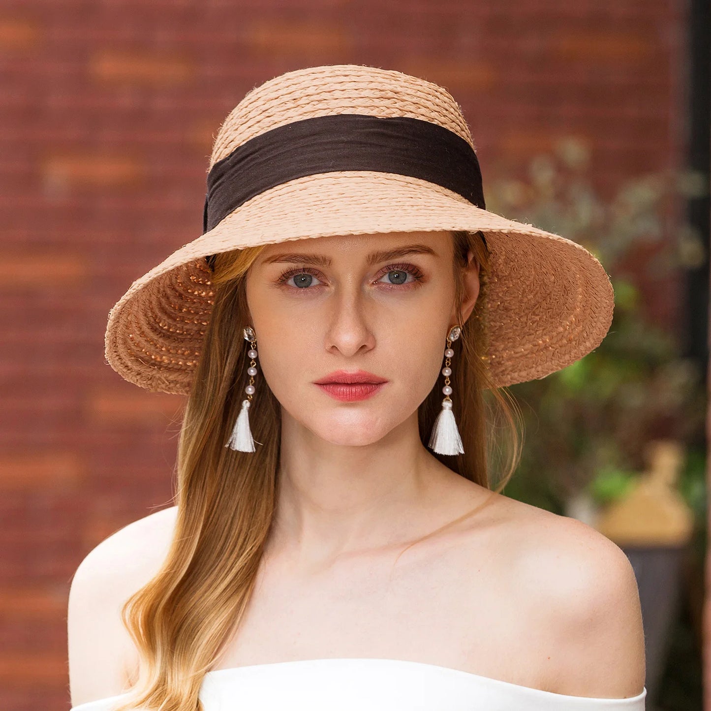 EE 7058 Summer/Stylish/Daily Wear/ribbon/Classical Feminine Style/Sun Protection/Sunshade Beach Hat/Sunbonnet/Straw Hat