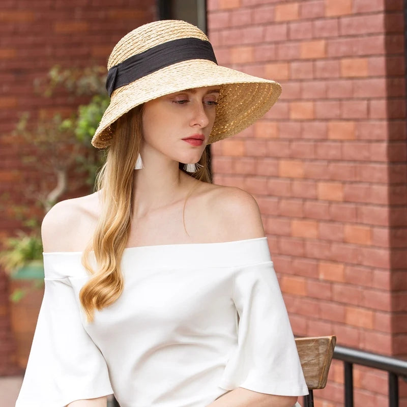 EE 7058 Summer/Stylish/Daily Wear/ribbon/Classical Feminine Style/Sun Protection/Sunshade Beach Hat/Sunbonnet/Straw Hat