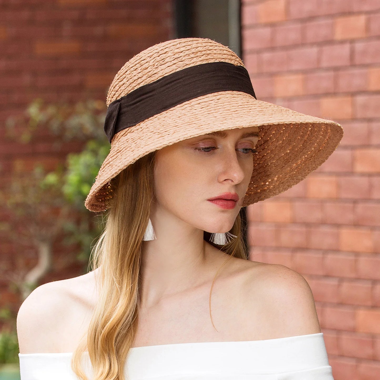 EE 7058 Summer/Stylish/Daily Wear/ribbon/Classical Feminine Style/Sun Protection/Sunshade Beach Hat/Sunbonnet/Straw Hat