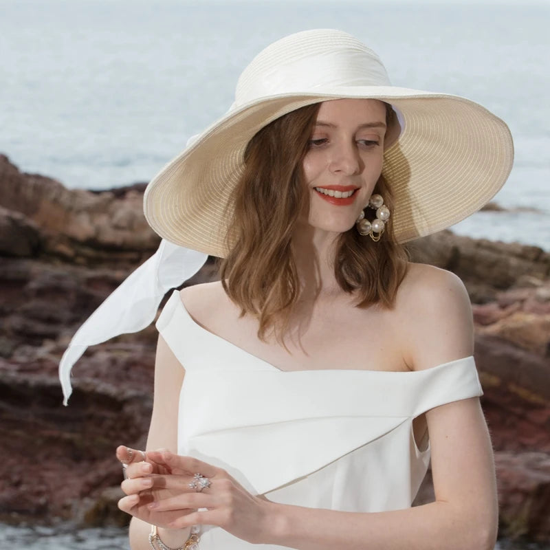 EE 7124 Summer/Delicate/Fascinator/Casual/Bowknot/Ribbon/Wide Brim/Leisure/Sun Protection/Sunshade Beach Hat/Sunbonnet/Straw Hat