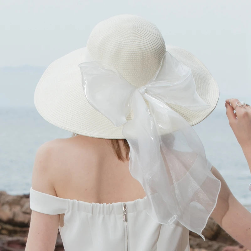 EE 7124 Summer/Delicate/Fascinator/Casual/Bowknot/Ribbon/Wide Brim/Leisure/Sun Protection/Sunshade Beach Hat/Sunbonnet/Straw Hat