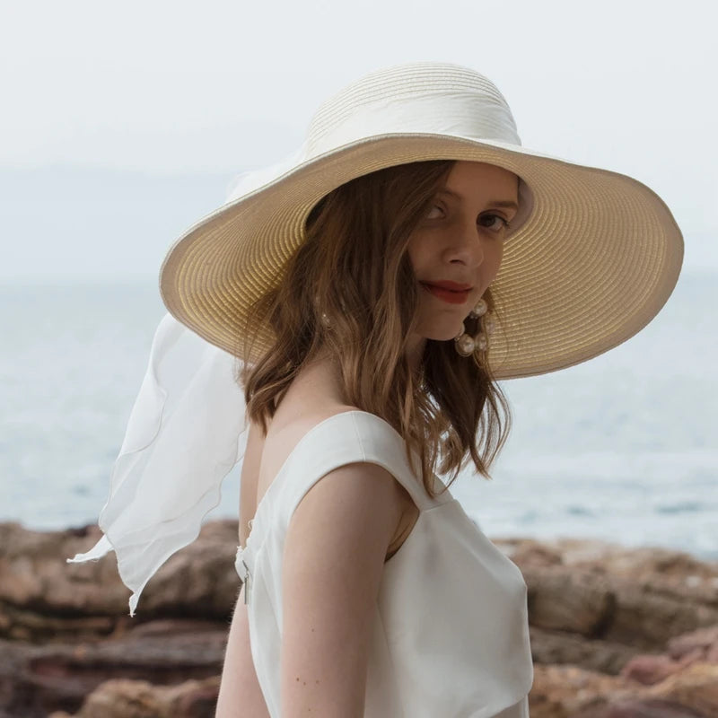 EE 7124 Summer/Delicate/Fascinator/Casual/Bowknot/Ribbon/Wide Brim/Leisure/Sun Protection/Sunshade Beach Hat/Sunbonnet/Straw Hat