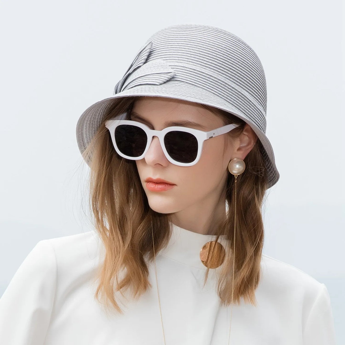 EE 7129【 Straw hat 】 Bow hat Summer outing, shopping, shading, leisure, versatile hat Children