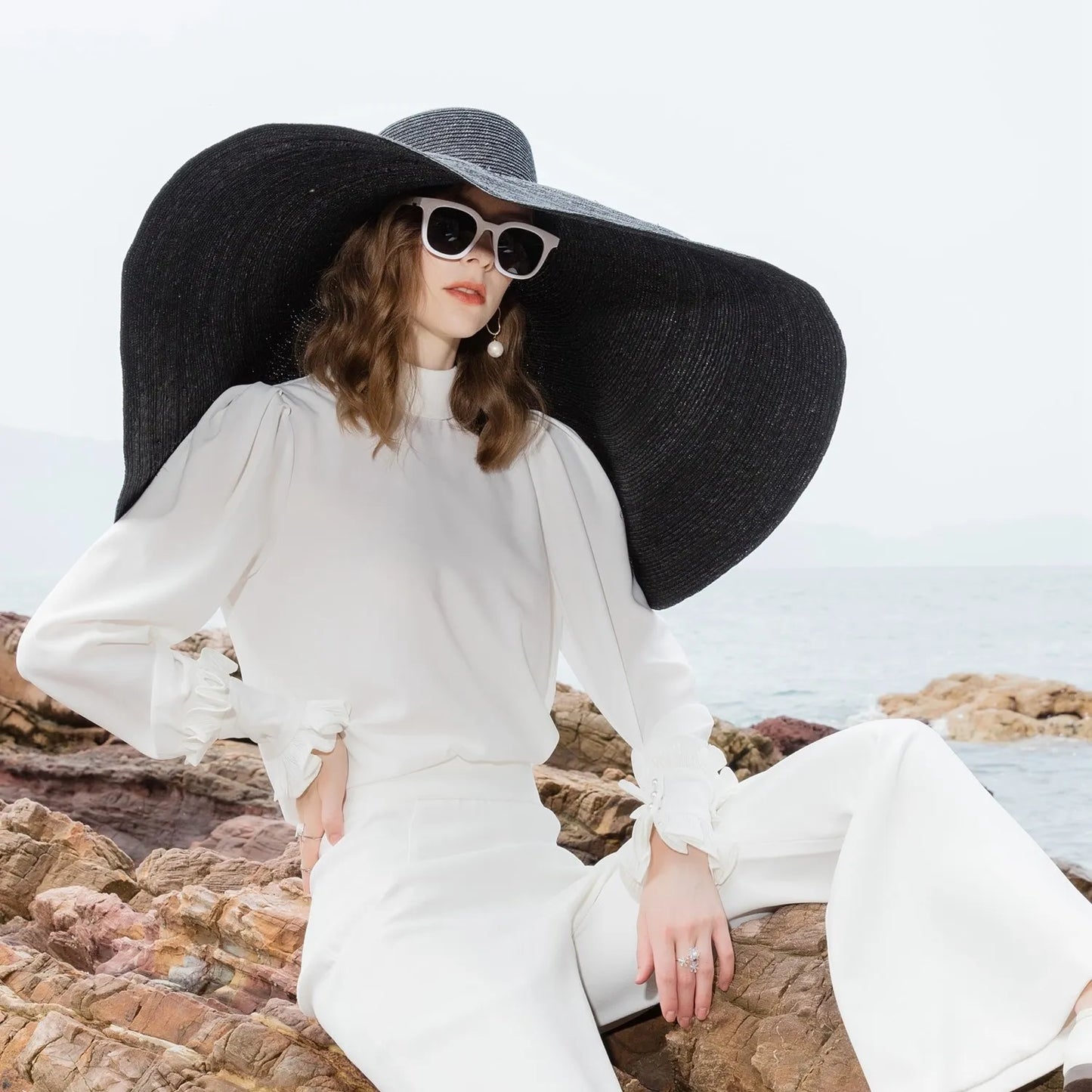 EE 7147 Summer New Versatile Elegant and Elegant Style Covering Sun Hat Women's Hat