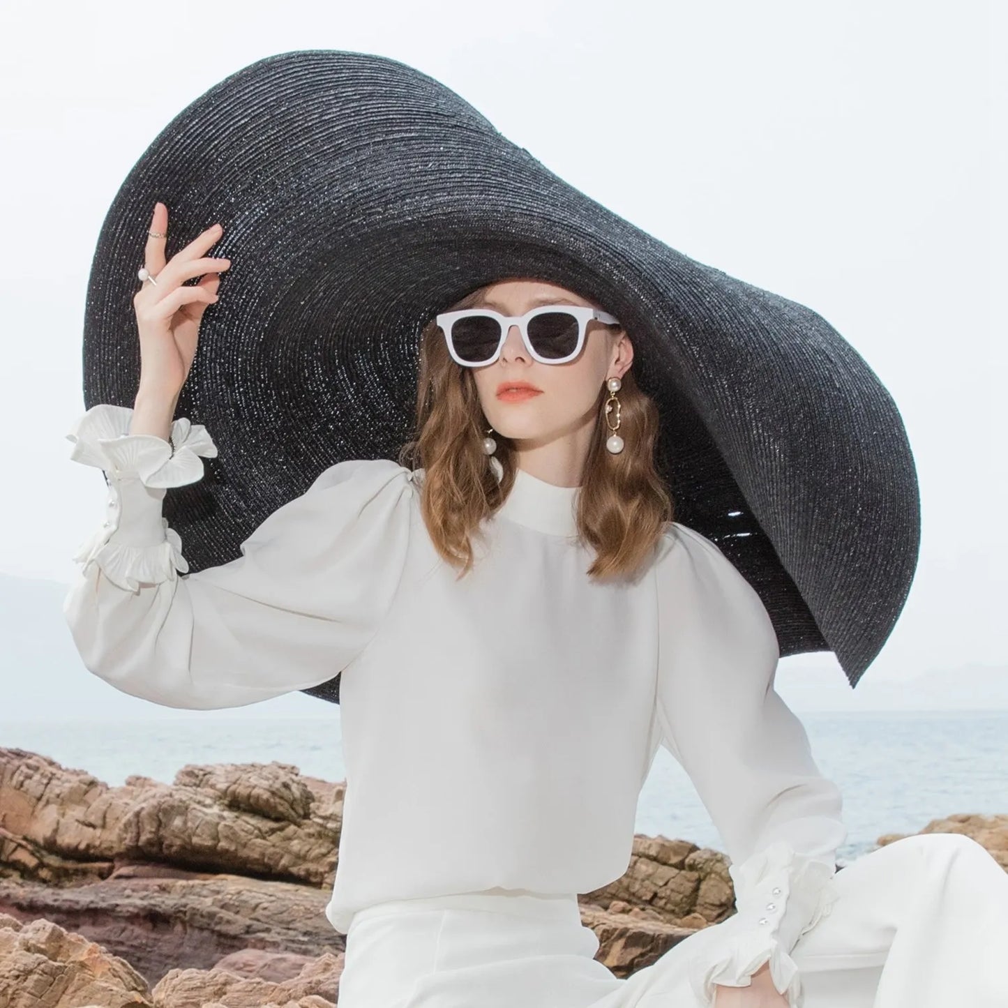 EE 7147 Summer New Versatile Elegant and Elegant Style Covering Sun Hat Women's Hat