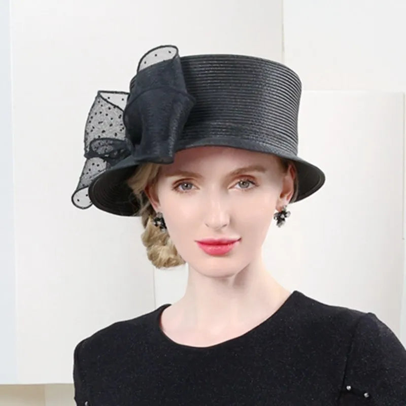 EE 7150 Summer New Casual Flat Top Big Bow Outgoing Straw Hat Sun Shade Hat Children's Summer