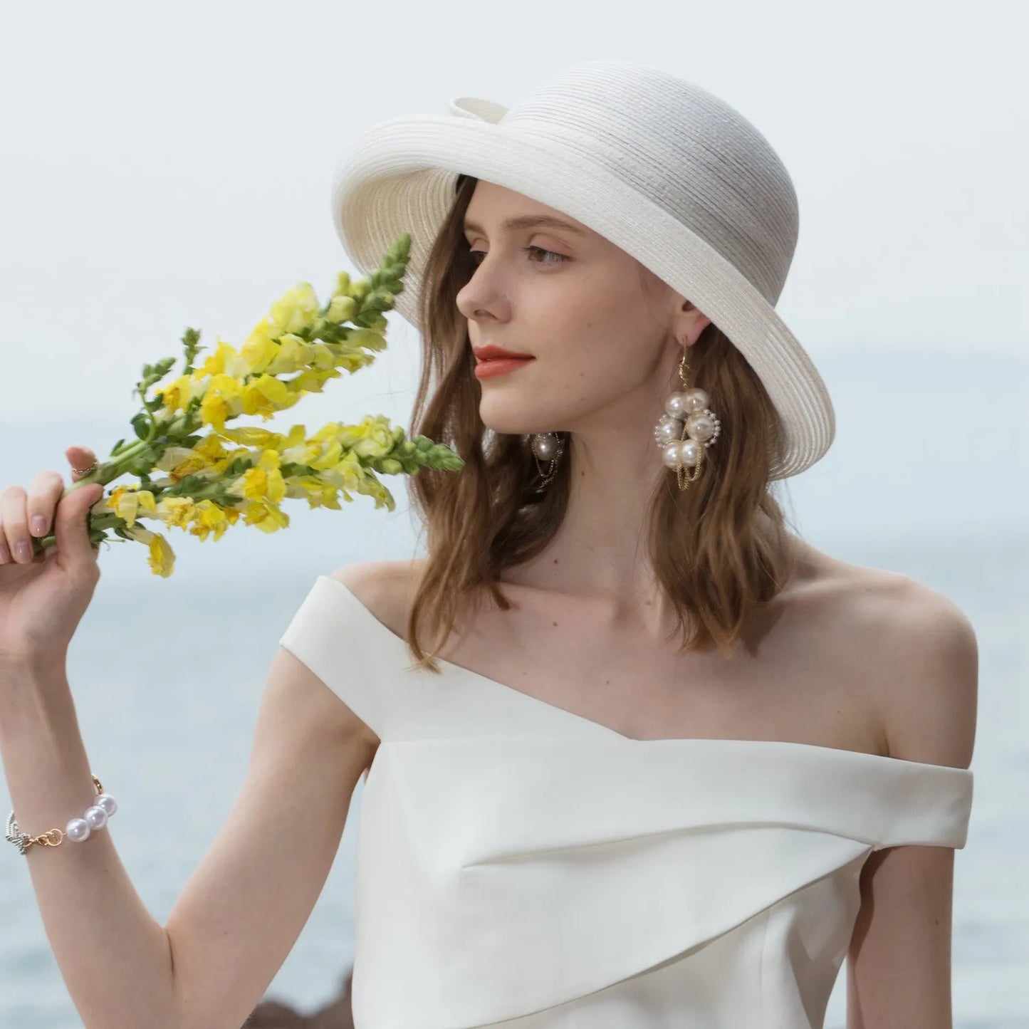 EE 7151 Summer Curled Straw Hat Korean Version Versatile Summer Sunshade Hat Sunshade Beach Hat Women's Summe