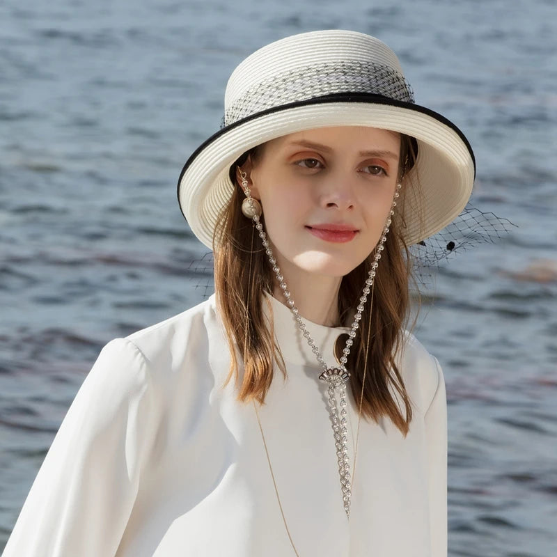 Women's Summer Polyester With Tulle Ladies Day Sun Hats