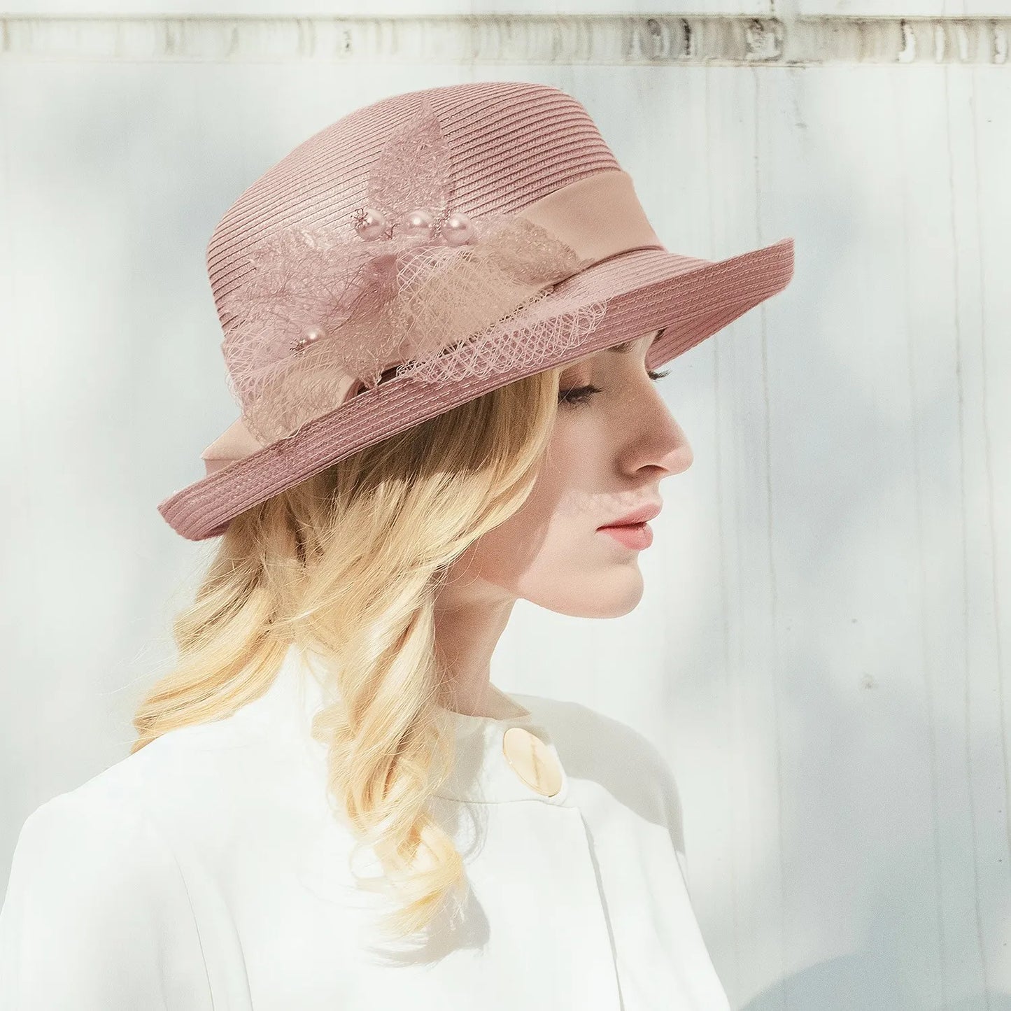 EE 7216 Spring/Summer Style, Versatile and Versatile, Curled Flowers, Sunshade, Straw Hat, Beach Travel Girl