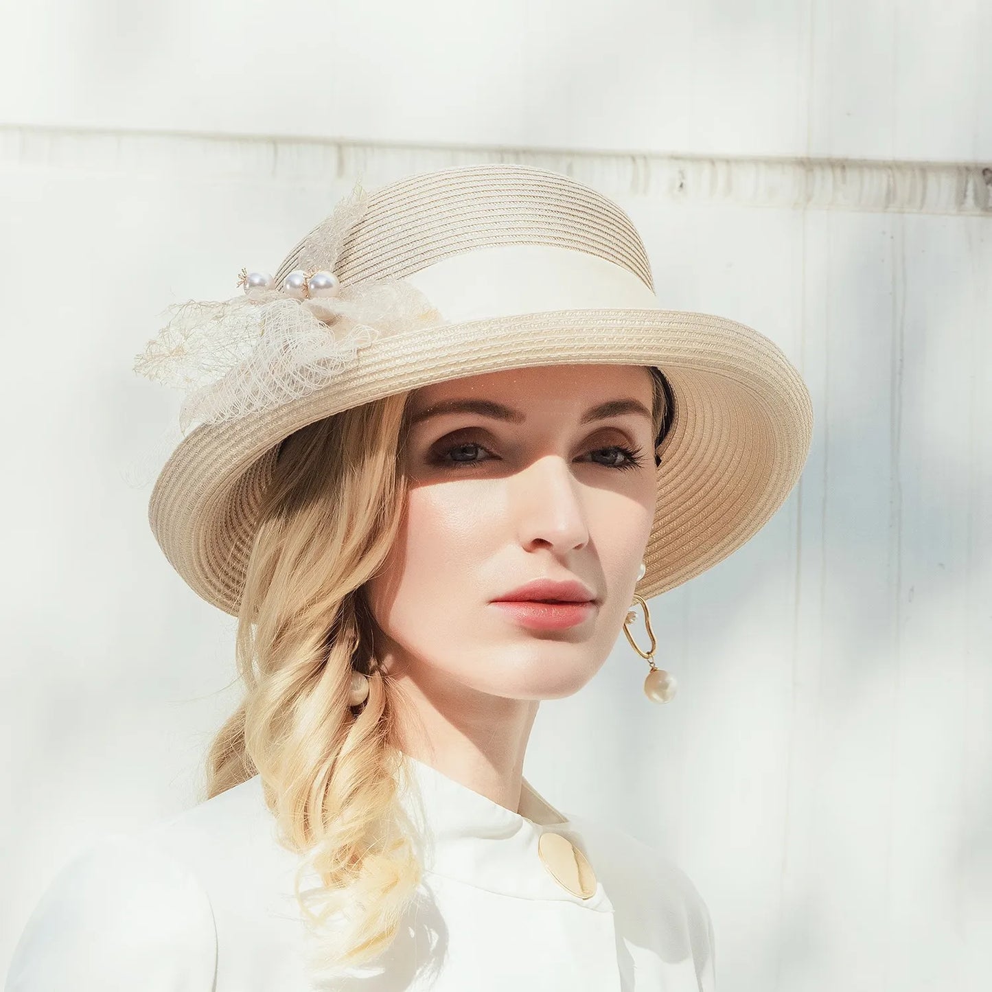EE 7216 Spring/Summer Style, Versatile and Versatile, Curled Flowers, Sunshade, Straw Hat, Beach Travel Girl