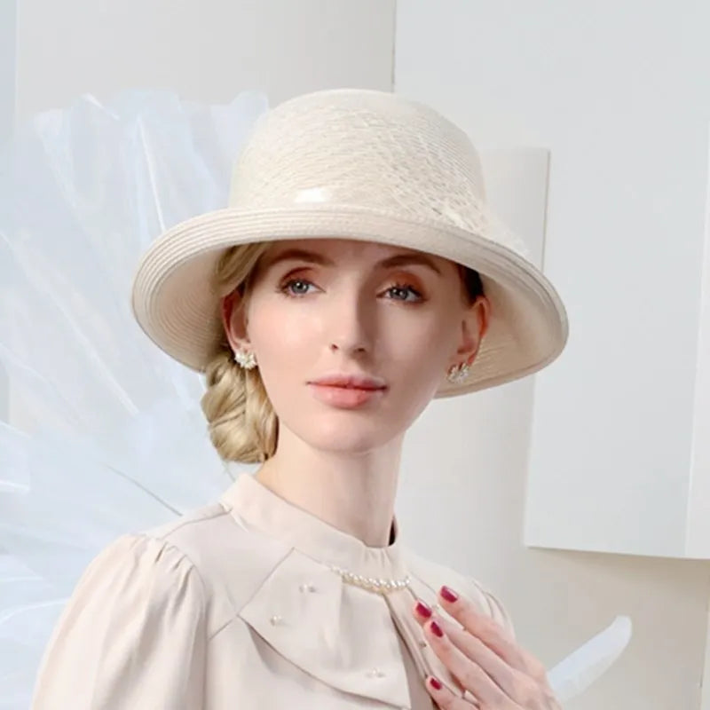 EE 7269 Spring/Summer New Mesh Decoration Beach Hat Casual Versatile Sunshade and Sunscreen Straw Hat