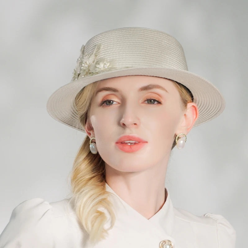 EE 7275 Hats with Floral Casual Straw Hat
