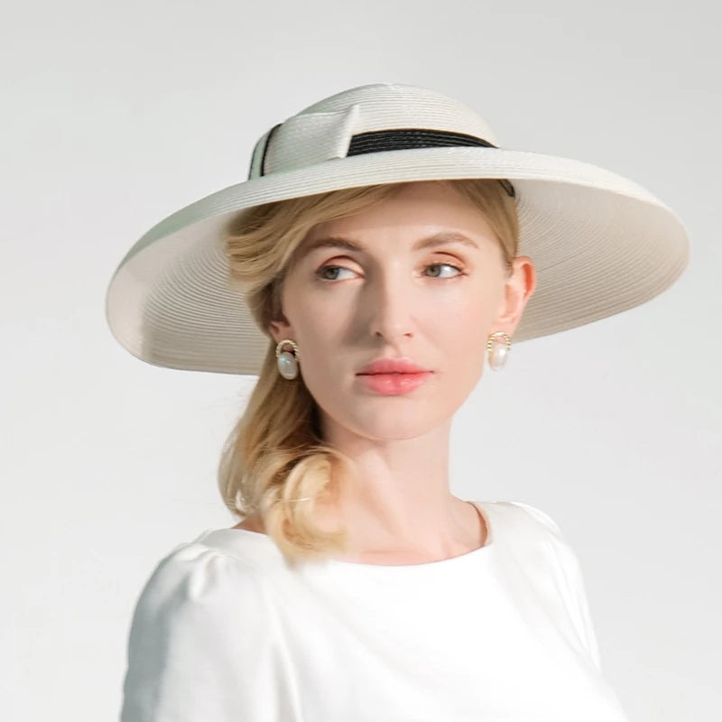 EE 7281 Summer/Elegant/Delicate/Adjustable/Bowknot/Stripe/Wide Brim/Sun Protection/Sunbonnet/Straw Hat/Polyester Hat