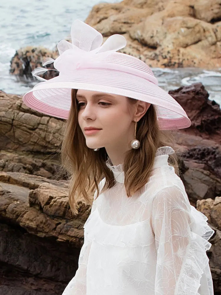 EE1015 Spring and Summer/Original Design/Fascinator/Bowknot/Stripe/Horsetail Yarn/Elegant/Ladies Day/Tulle Fabric Hats Headpiece