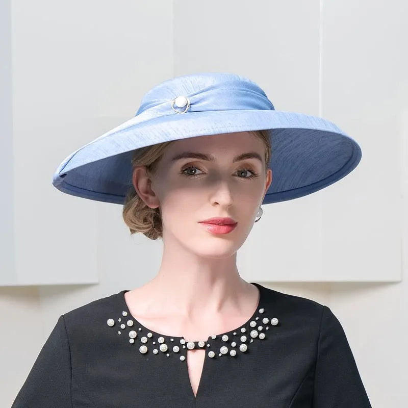 EE1019 Elegant party hat simple pure color restoring ancient ways brim large brim hat woman