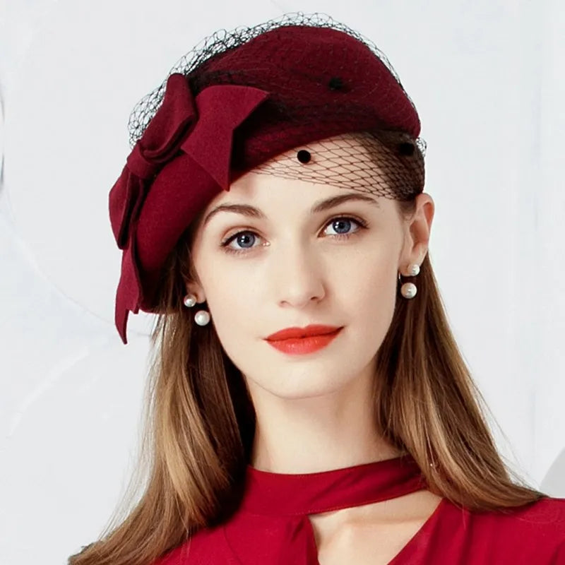 Ms EE 3048 new winter winter wool hat gauze beret female leisure joker hat