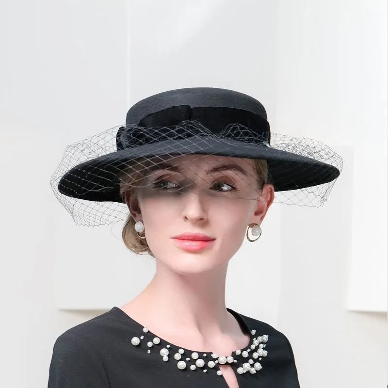 Ms EE 5267 qiu dong French elegant net shamao British Hepburn wind restoring ancient ways eaves wool trilby hat