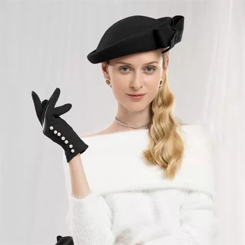 Elegant Wool Cocktail Pillbox Hat with Bow Wedding Party Church Derby Fascinator with Hair Clip 3003