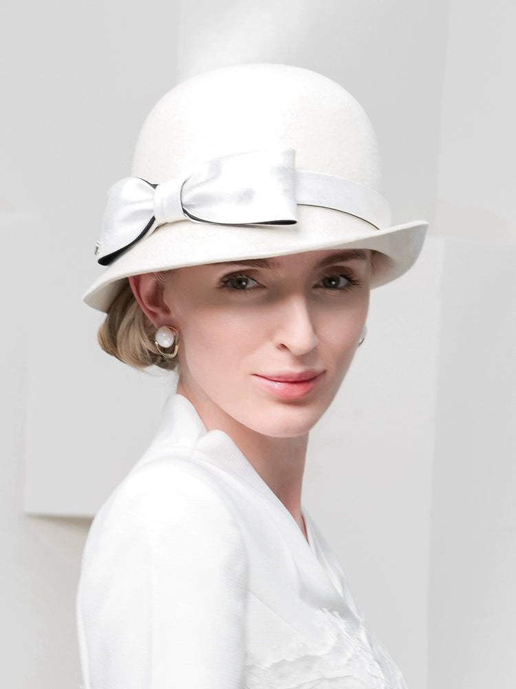 Women's Winter Wool With Bowknot/Ribbons Kentucky Derby Cloche Hats/Church Hats